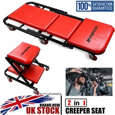 2 In 1 Mechanics Creeper Trolley Stool Workshop Padded Car Workshop Garage CE