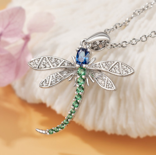 Titanium silver dragonfly blue - dragonfly,