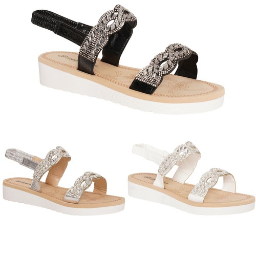 Ladies flower strappy sandals - ladies,