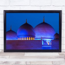 Uae Mosque Blue Abu Dhabi Dome Domes Cupola Roof Religion Wall Art Print