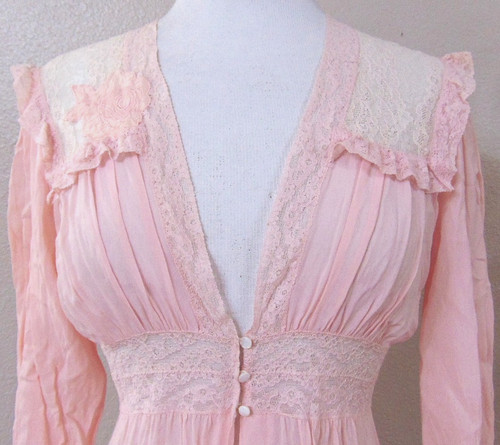 Vtg 1920 30s pink crepe - vtg,