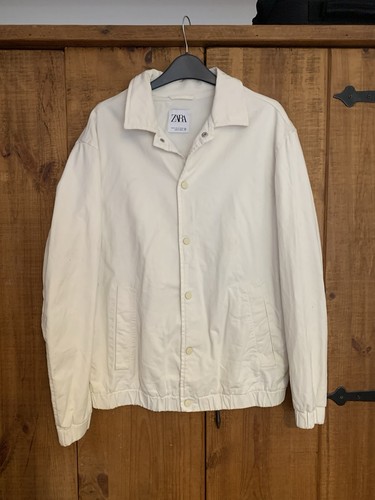 Men zara cotton cream jacket - cotton,