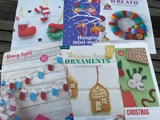 6 x Crochet Christmas Decorations Wreath, Advent Calendar, Holly, Mistletoe