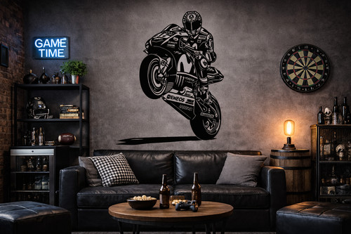Motorcycle wheelie wall decal - motorcycle,