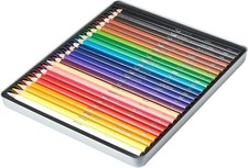 Amazon Basics Coloured Pencils in Tin Box, Pack of 24, Assorted Colours - UK