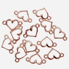 Rose Gold Heart Connectors Links Small Hollow 15mm x 8mm 20pcs