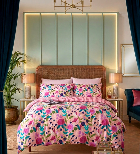 Floral duvet cover reversible - floral,