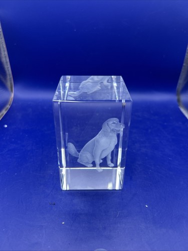 Laser crystal paperweight - paperweight, dog