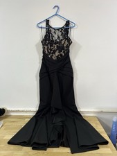 Women’s Lipsy Black Maxi Dress With Lace Detail UK Size 8