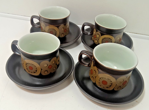 Denby arabesque cups 5cm - 4, h6.5cm