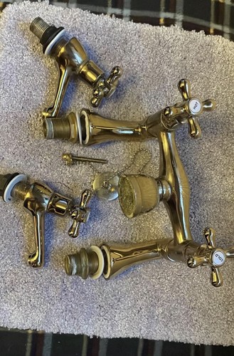 Vintage brass double bath - brass, tap