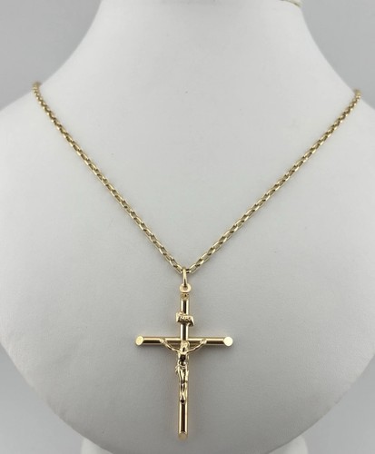 9ct yellow gold large crucific - yellow,