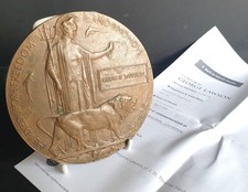 WW1 British Im Memorium Plaque/Death Penny to Cpl Lawson Middx Regt KIA Nov 1917