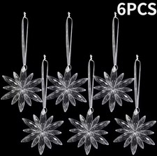 2-12pcs Crystal Acrylic Snowflake Icicle Crystal Ornament XmasTree Decorations