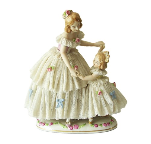 Vintage dresden lace figurine - vintage,