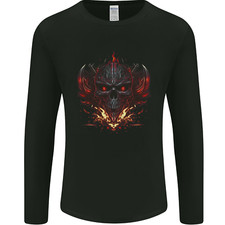 An Evil Flame Skull Biker Fantasy Heavy Metal Mens Long Sleeve T-Shirt