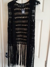 Black Crochet Fringed