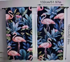 Tropical Flamingo & Palm Tree Blackout Curtains. Vibrant Pink & Green Design.
