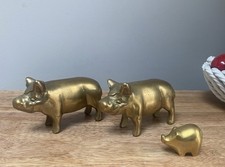 Vintage Brass Pigs x 3 Set Of