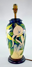 MOORCROFT ALLEGRIA ORCHID & LILY TABLE LAMP SIGNED in GOLD EMMA BOSSONS 2003