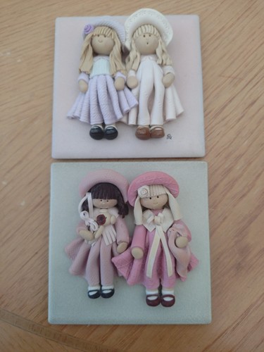 Vintage clay dolls tiles - vintage,