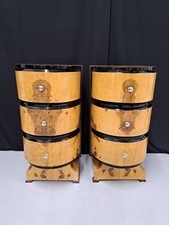 Pair Of Art Deco Bed Side Table Chest Of Drawers Burl Wood