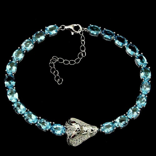Silver bracelet blue topaz - silver,