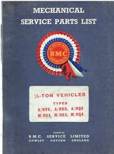 AUSTIN A55 & A60 0.5 TON VAN & PICK-UP 1957-67 ORIGINAL FACTORY PARTS CATALOGUE