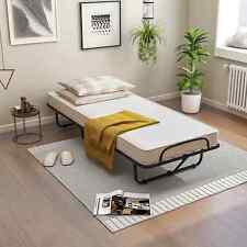 Home Office Folding Bed Guest Bed with Mattress & 4 Wheels