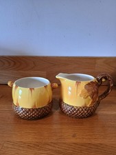 Burleigh Ware vintage acorn design cream jug and sugar bowl set