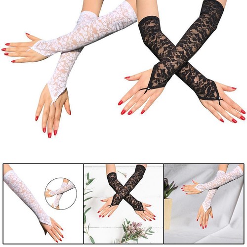 Fingerless lace gloves - fingerless, for