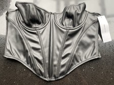 Urban Outfitters Black Hook & Eye Faux Leather Corset Top Size M New With Tags