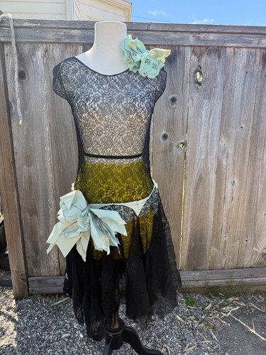 1920s black lace drop - drop, waist