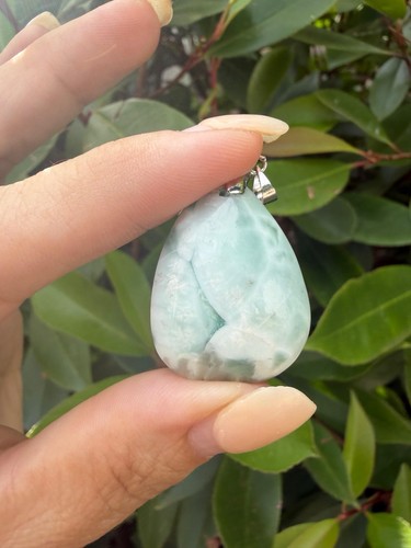 Green larimar pendant - green,