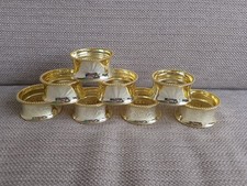 SET OF EIGHT VINTAGE SILVER PLATED NAPKIN RINGS TWO TONE SILVER GOLD