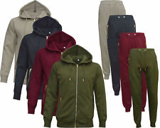 Mens Plain Slim Fit Tracksuit Set Fleece Hoodie Top Bottoms Jogging Joggers Gym