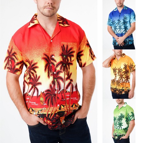 Mens hawaiian shirt palm stag - mens,