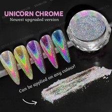 Unicorn Nail Chrome Powder Pink Rainbow Aurora Effect Nails NEW Upgraded Pigment