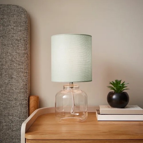 Clear glass table - table, lamp