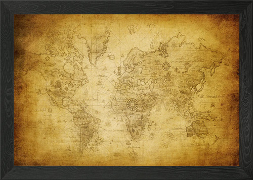 Old map the world - old, framed