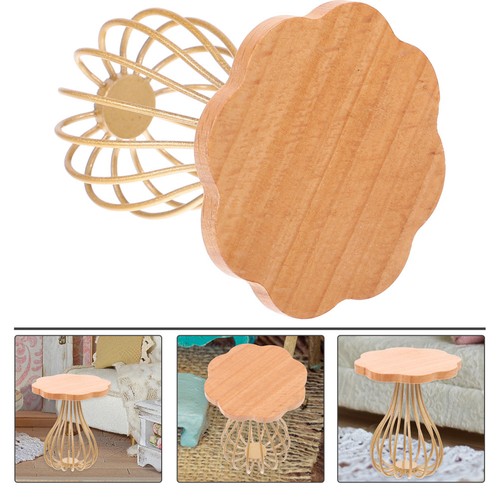 Miniature end table wood metal - wood,