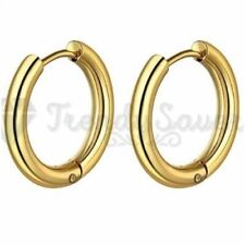 18K Gold Plated Surgical Steel Hinged Huggie Hoop Sleeper Stud Earrings 8-20MM