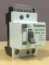 Crabtree SB6000 63A RCD/RCCB 63 Amp 30mA Trip **SPLIT LOAD CONSUMER UNIT ONLY**