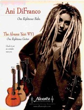 PPOT1  11X8 ADVERT/PICTURE - ANI DIFRANCO - ALVAREZ YAIRI WYI GUITAR