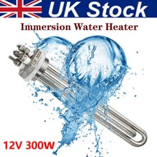 12V 300W Stainless Steel Immersion Water Heater Electric Tube Heating Element UK