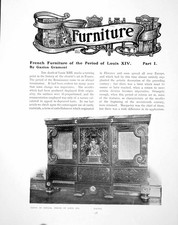 Antique Print French Furniture Period Louis Xiv Part I CofferPages 1905