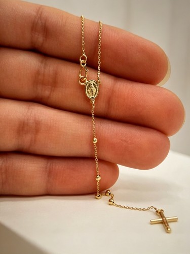 9ct gold rosary beads - , necklace