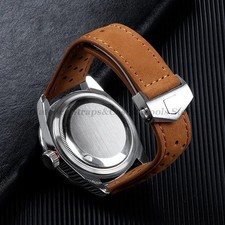 Black leather watch - strap, with