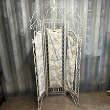 Antique Wrought iron freestanding room divider with toile de Jouy fabric panels