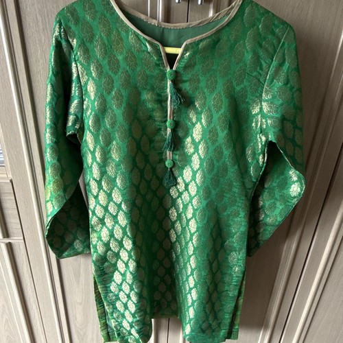 Boys green gold brocade - gold,
